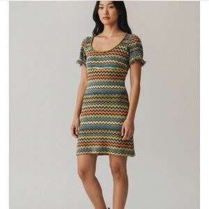 Colorful Zigzag Pattern Dress Costum made with Max Mara fabric size S